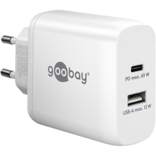 Goobay 65410 1x USB Type-C / 1x USB Type-A Hálózati töltő - Fehér (65W) (65410) mobiltelefon kellék