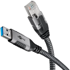 Goobay 70497 USB A RJ-45 Fekete, Ezüst kábel és adapter