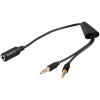 Goobay Audio 3.5mm jack kábel 0.15m Fekete (minijack aljzat - 2x minijack dugó) (48980)