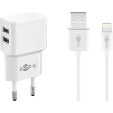 Goobay Hálózati 2xUSB töltő 12W + USB - USB-C kábel - Fehér (44987) mobiltelefon kellék