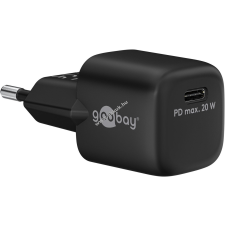 Goobay Hálózati USB-C nano gyorstöltő, 20W, fekete, Power Delivery, PD mobiltelefon kellék