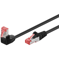 Goobay S/FTP CAT6 90° Derékszögű patch kábel 3m - Fekete kábel és adapter