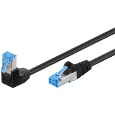 Goobay S/FTP CAT6a 90° Derékszögű patch kábel 10m - Fekete (51561) kábel és adapter