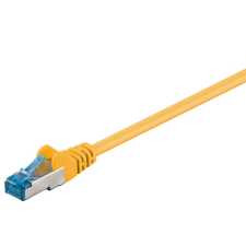 Goobay S/FTP CAT6a Patch kábel 1m - Sárga kábel és adapter