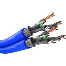 Goobay S/FTP CAT7a Duplex installációs kábel 500m - Kék kábel és adapter