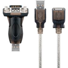 Goobay USB-A apa - RS232 apa Mini átalakító + USB-A apa - USB-A anya kábel 1.5m - Átlátszó (93128) kábel és adapter