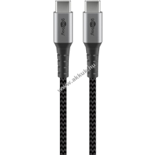 Goobay USB-C - USB-C kábel, szövetborítás, 1m, szürke 60W mobiltelefon kellék