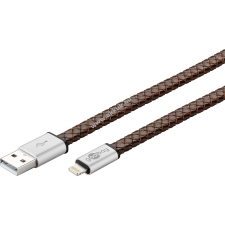 Goobay USB kábel 2.0  Apple lightning csatlakozóval 20cm barna (eredeti bőr borítású) mobiltelefon kellék
