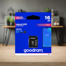 Goodram microSDHC 16GB Class 10 memóriakártya SD adapterrel, Artisjus matricával memóriakártya