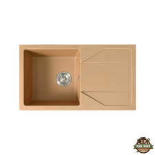  Gori szögletes egy medence + csepegtető gránit mosogató szifonnal bézs mosogatótálca