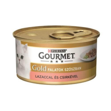  GOURMET GOLD Lazaccal és csirkével szószban nedves macskaeledel – 4×85 g macskaeledel
