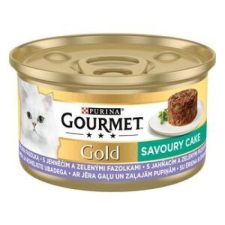  GOURMET GOLD Savoury Cake Báránnyal és zöldbabbal nedves macskaeledel 12x85g macskaeledel