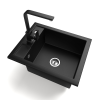  Gránit Mosogató NERO Parma + Design csaptelep + adagoló + szifon (matt fekete)
