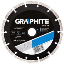 Graphite gyémánt vágókorong 200 x 25,4 mm, szegmentált csiszolókorong és vágókorong