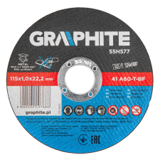 Graphite Vágókorong, fémhez, 115x1x22.2 mm, 41 A60-T-BF, 10db barkácsgép tartozék