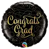  Gratulálok Feliratú Arany Fekete Fólia Lufi, 46 cm