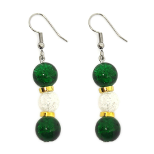 Green Sparkle zöld és fehér hegyikristály fülbevaló fülbevaló