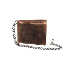  Greenburry bőr pénztárca, biztonsági lánccal, rendező rekeszekkel - Antik barna pénztárca