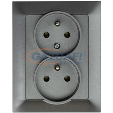 Greenlux GXKP438 PREMIUM ZA-26 G Dupla csatlakozóaljzat 2x(2P+PE), 16A grafit villanyszerelés