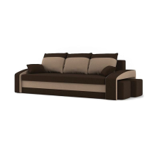 Greensite HEWLET kanapéágy 2 db puffal, normál szövet, hab töltőanyag, jobb oldali puff tároló, barna / cappuccino bútor