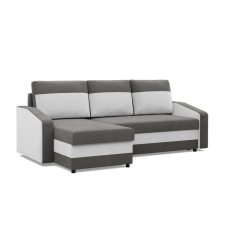 Greensite Hewlet sarokkanapé, 1 ágyneműtartóval, szövet anyag, univerzális oldal, bonell töltet, szürke - fehér bútor