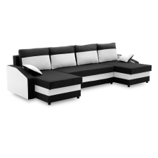 Greensite Sparta sarokkanapé, 1 ágyneműtartóval, szövet anyag, univerzális oldal, hab töltet, fekete - fehér bútor