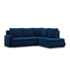 Greensite Tokio sarokkanapé, L alakú háttámlával, 2 ágyneműtartóval, bársony, jobboldali, kék bútor
