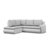 Greensite Tokio sarokkanapé, L alakú háttámlával, 2 ágyneműtartóval, fonott + műbőr, baloldali, szürke - fehér