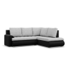 Greensite Tokio sarokkanapé, L alakú háttámlával, 2 ágyneműtartóval, fonott + műbőr, jobboldali, szürke - fekete