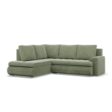 Greensite Tokio sarokkanapé, L alakú háttámlával, 2 ágyneműtartóval, kordbársony, baloldali, zöld bútor