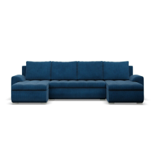 Greensite Tokio U alakú sarokkanapé, 3 ágyneműtartóval, kordbársony, univerzális oldal, kék bútor