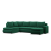 Greensite Tokio U sarokkanapé, 3 ágyneműtartóval, bársony, baloldali, zöld