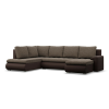 Greensite Tokio U sarokkanapé, 3 ágyneműtartóval, fonott + műbőr, baloldali, barna