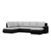 Greensite Tokio U sarokkanapé, 3 ágyneműtartóval, fonott + műbőr, baloldali, szürke - fekete