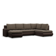 Greensite Tokio U sarokkanapé, 3 ágyneműtartóval, fonott + műbőr, jobboldali, barna bútor