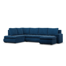 Greensite Tokio U sarokkanapé, 3 ágyneműtartóval, kordbársony, baloldali, kék bútor