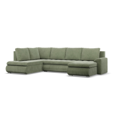 Greensite Tokio U sarokkanapé, 3 ágyneműtartóval, kordbársony, baloldali, zöld bútor