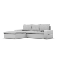 Greensite Toronto sarokkanapé, 2 ágyneműtartóval, fonott + műbőr, baloldali, szürke - fehér bútor