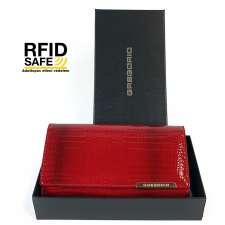 Gregorio RF védett hosszú, piton mintás, hátsó irattartós piros lakk pénztárca GF121 pénztárca