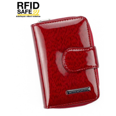 Gregorio RFID védett, csíkozott mintás, piros lakk kis, két oldalas pénztárca PT-115