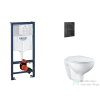 Grohe Rapid SL falra szerelhető WC szett, Bau Ceramic WC soft close ülőkével, Even phantom black nyomólappal SANI11BB5113