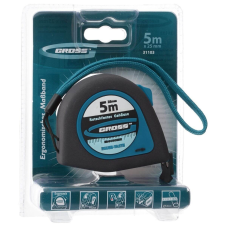 GROSS 5mx19mm professional mágneses mérőszalag gumis akasztóvég barkácsolás, csiszolás, rögzítés