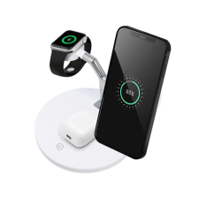 GSMLIVE 3in1 vezeték nélküli (Wireless) töltő, Magsafe támogatás, fast charging, LED világítás, 25W, fehér, X970 mobiltelefon kellék