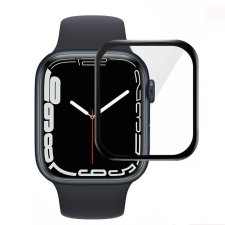 GSMLIVE Apple Watch Ultra üvegfólia fekete kerettel, PMMA, edzett, teljes felületen feltapad, 49mm, Full Glue okosóra kellék