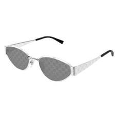 Gucci GG1853S 002 SHINY SILVER WITH LASER GUCCISSIMA TEXTURE ON ENDPIECE SMOKE MIRROR napszemüveg