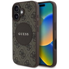 Guess 4G Circle Classic Logo iPhone 16 MagSafe hátlap tok, barna tok és táska