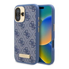 Guess 4G Logo Plate iPhone 16 Plus MagSafe kemény hátlap tok, kék GUHMP16MU4GPRB tok és táska