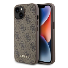 Guess 4G Metal Gold Logo Apple iPhone 15 hátlap tok, barna tok és táska