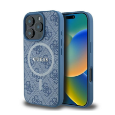 Guess 4G Ring Classic iPhone 16 Pro MagSafe kemény hátlap tok, kék GUHMP16LG4GFRB tok és táska