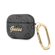Guess 4G Script PC/PU Apple AirPods Pro tok, fekete fülhallgató, fejhallgató tok